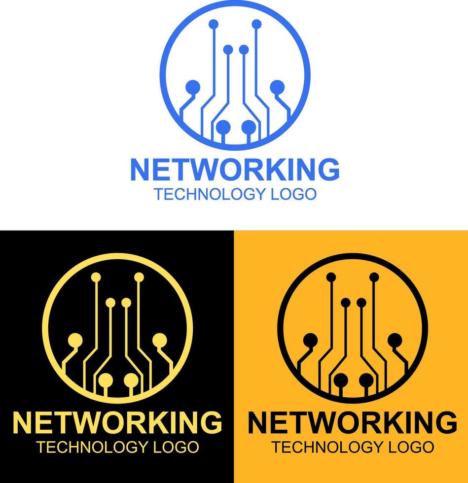 Networking technology logo design vector