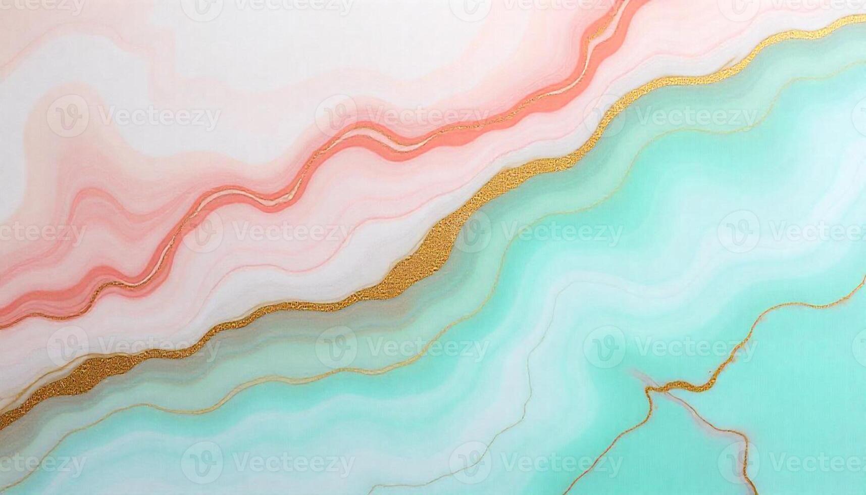 A painting with a pink, green and gold design photo