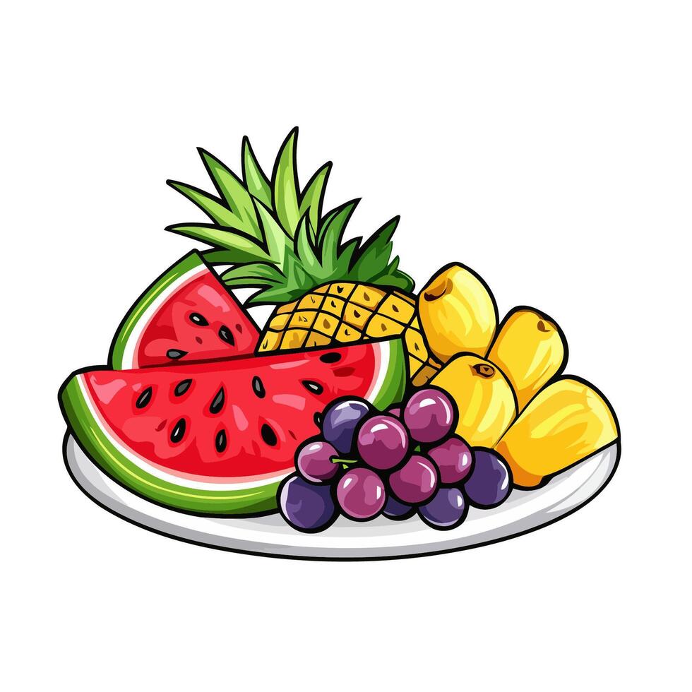 Fresh Fruit Platter with Variety vector