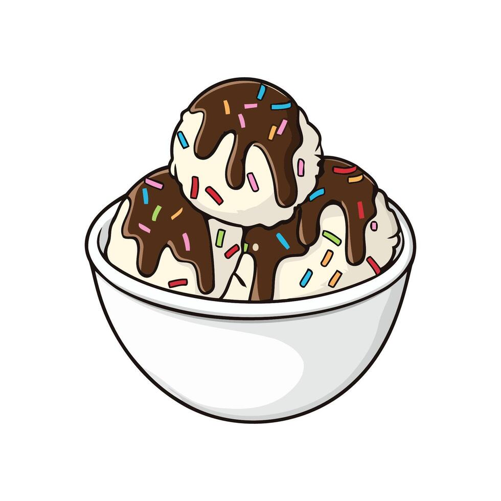 Delicious Ice Cream with Chocolate vector