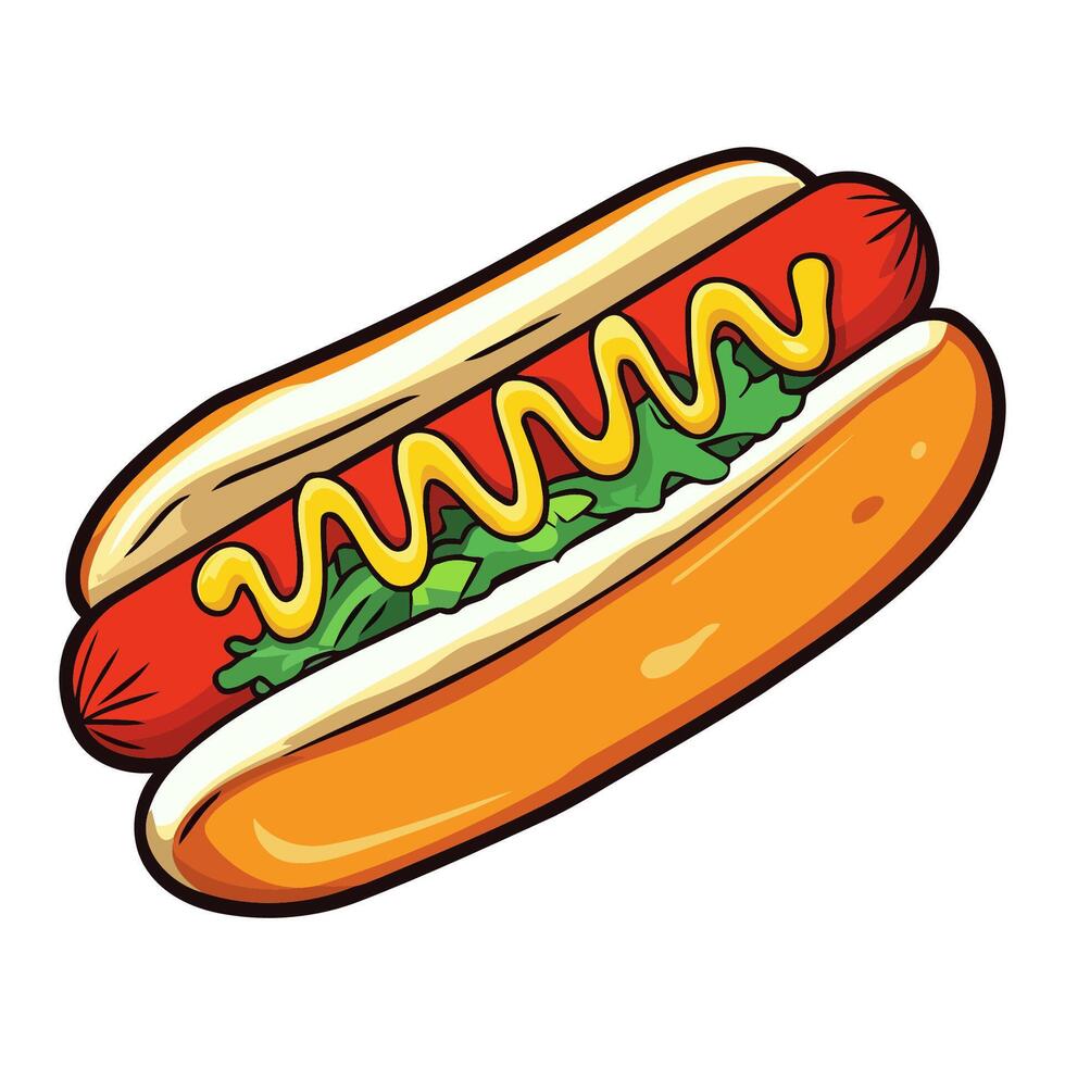 Tasty Hot Dog with Condiments vector