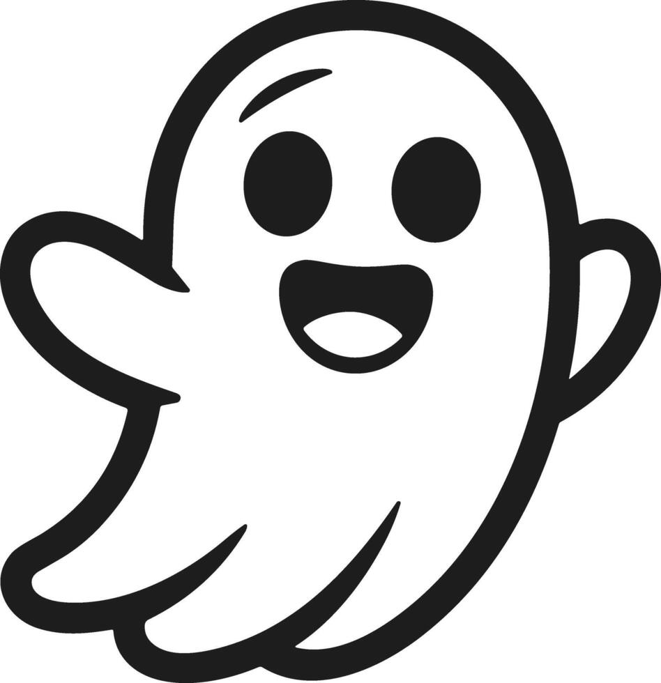 Happy Cartoon Ghost Line Art Illustration for Halloween vector