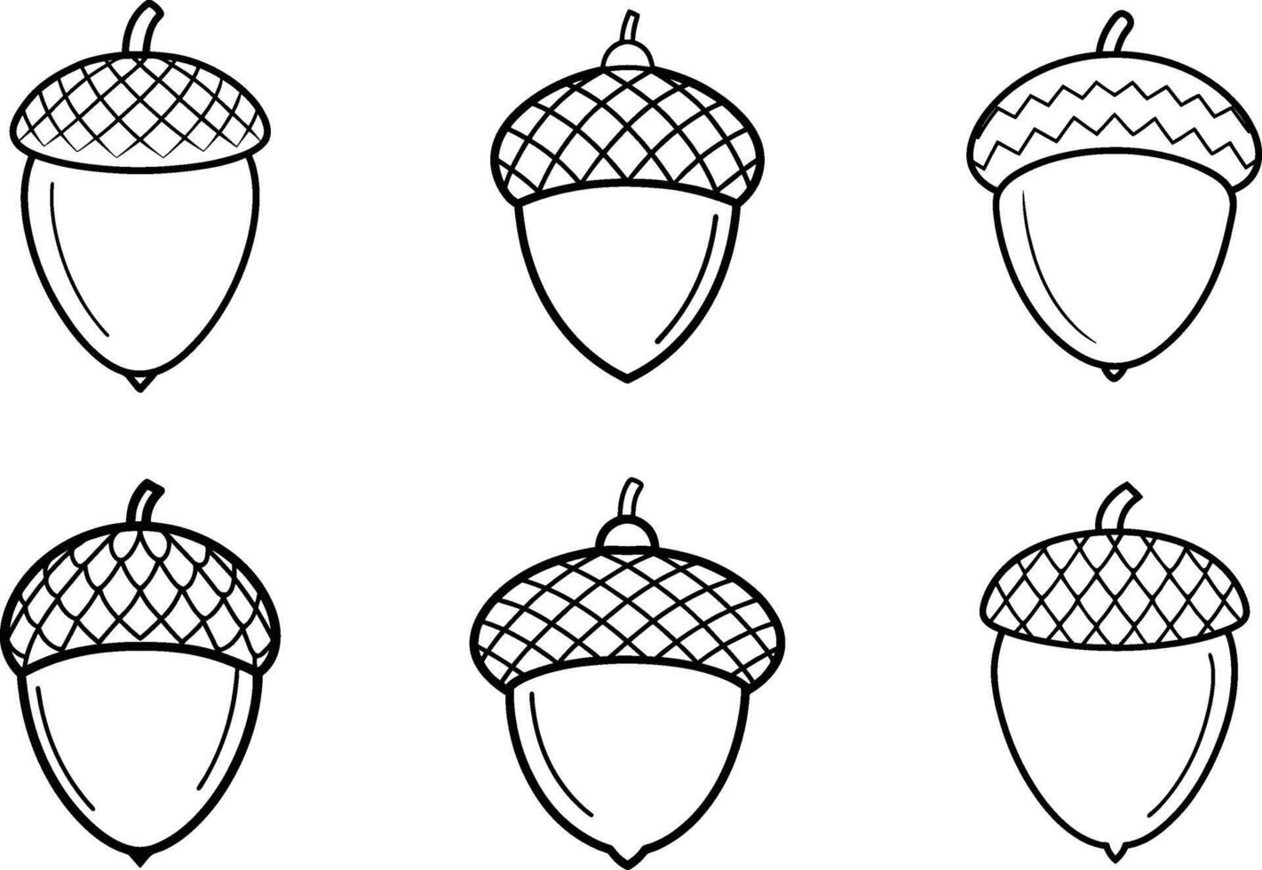 Acorn Outline Set - Hand-Drawn Autumn and Fall Clipart Collection vector