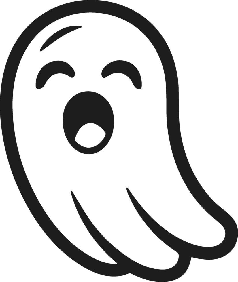 Cute Floating Ghost Line Art Illustration for Halloween vector