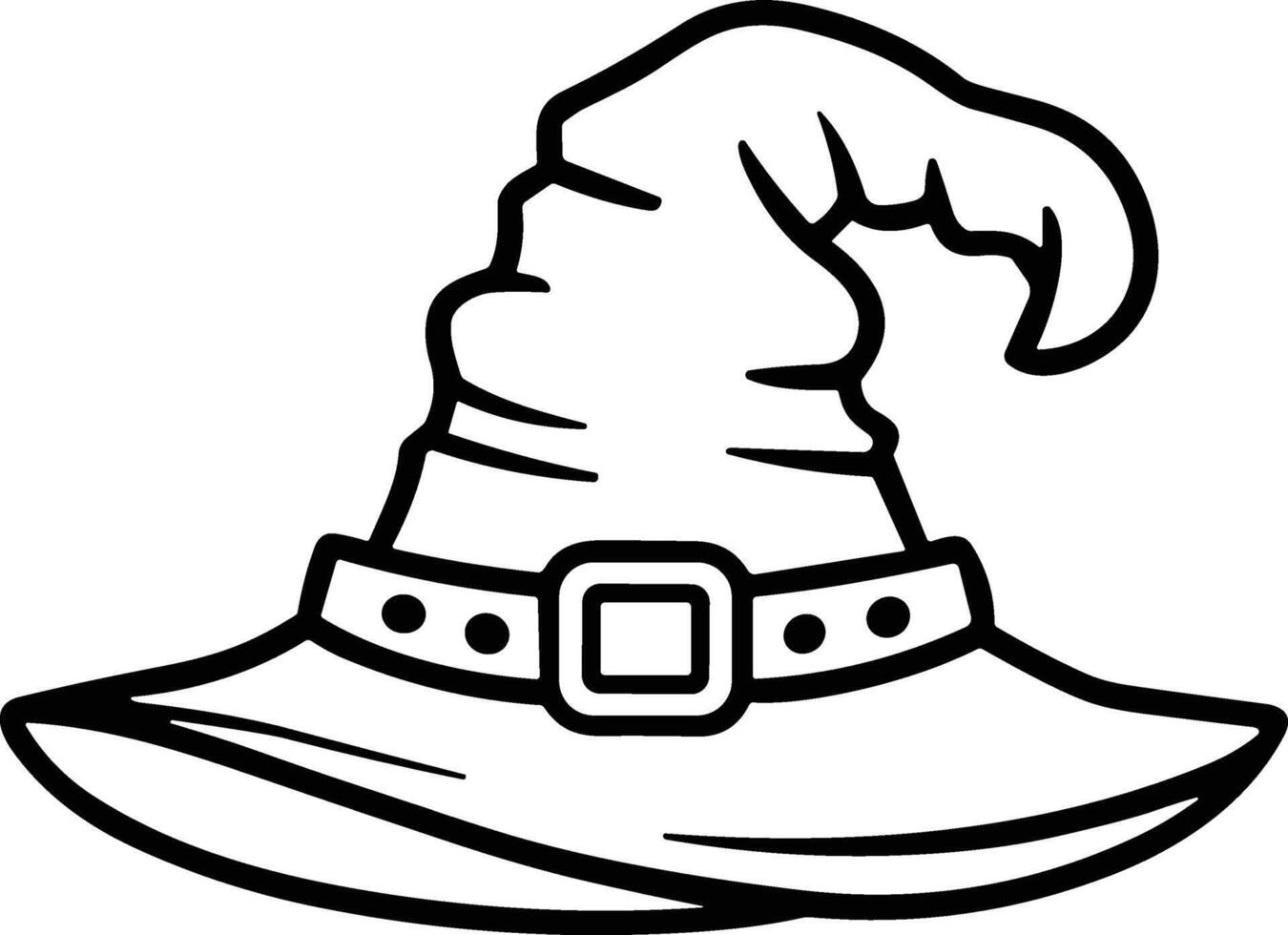 Crumpled Witch Hat Line Art Illustration for Halloween vector