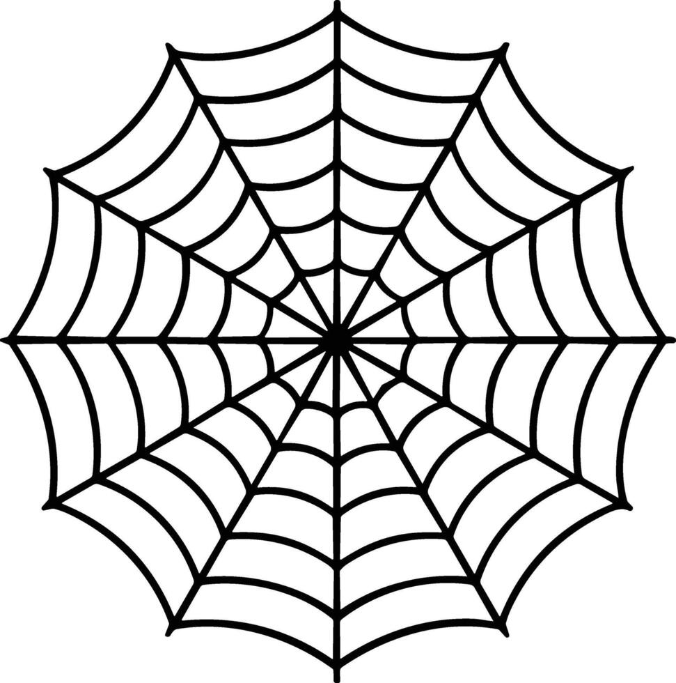 Halloween Spider Web Line Art - Spooky Black vector