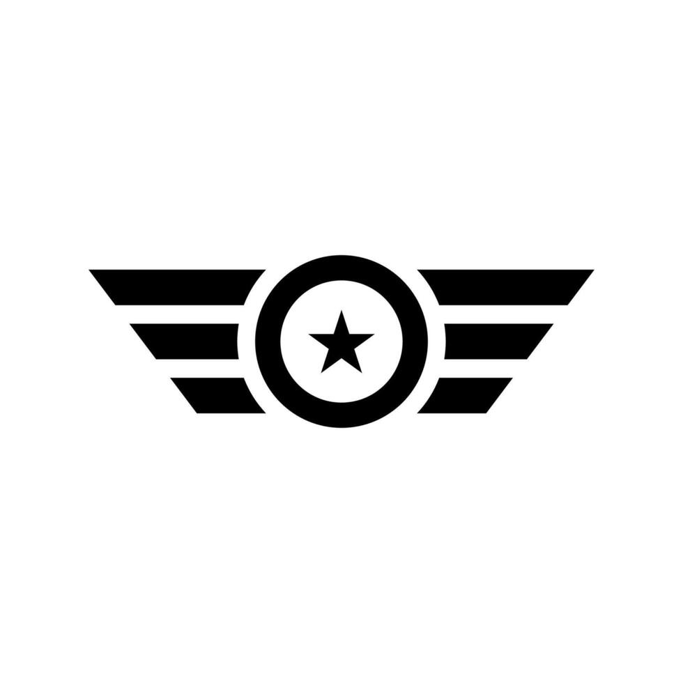 a black and white logo of a star with wings vector