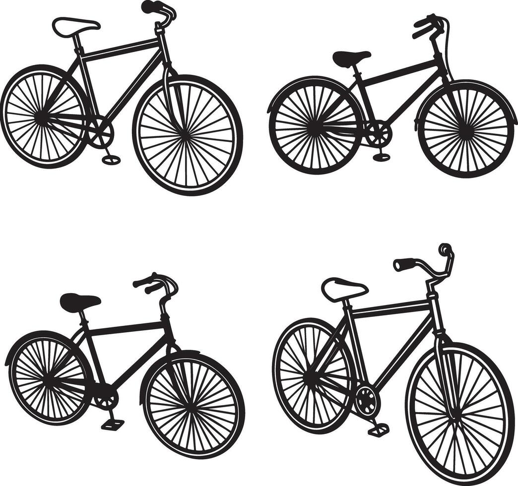 black line art bicycle icon vector