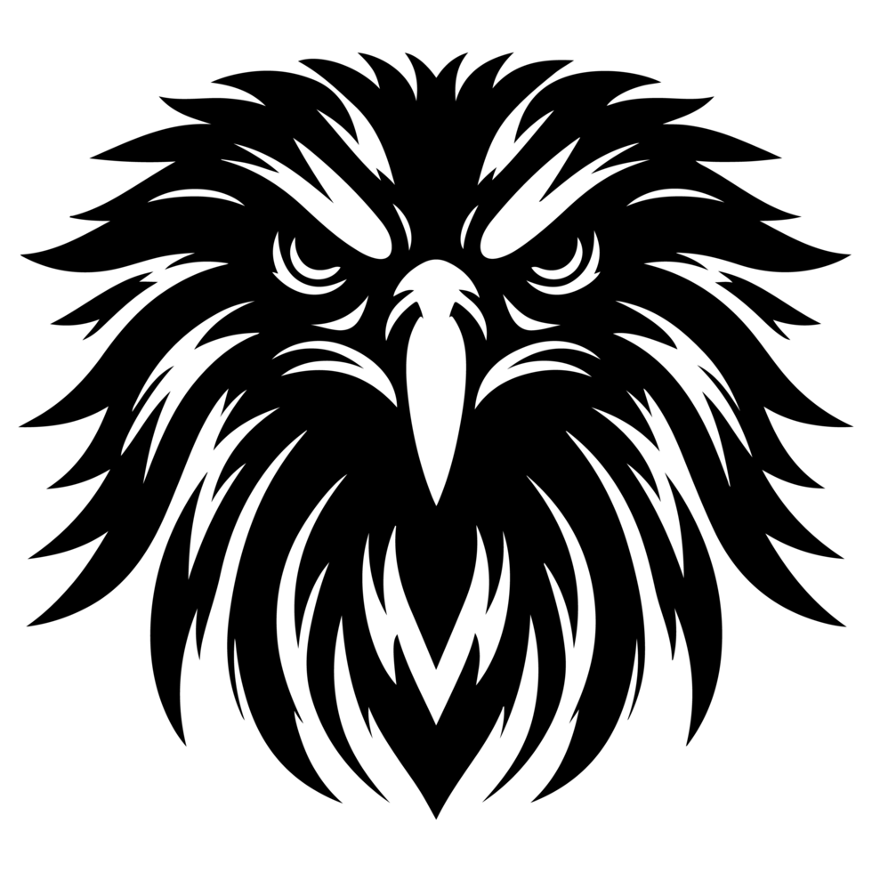 an eagle head with a black and white design png