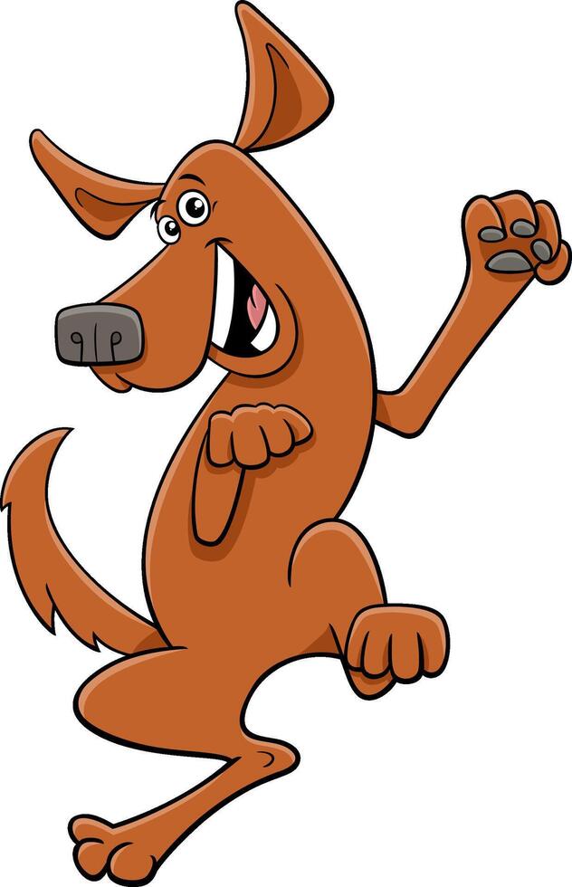 happy cartoon brown dog animal character jumping vector