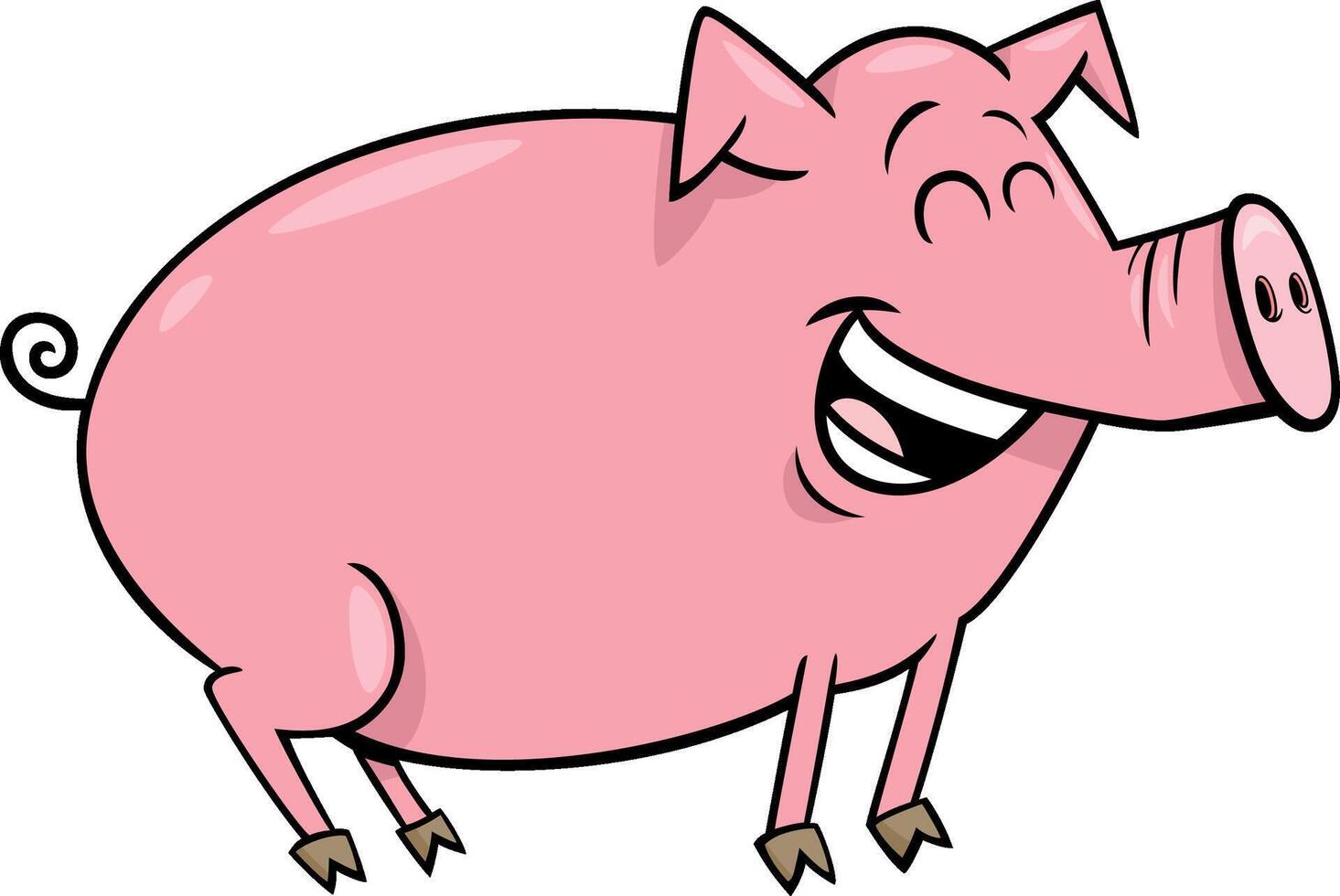 happy cartoon pig or piglet farm animal character laughing vector