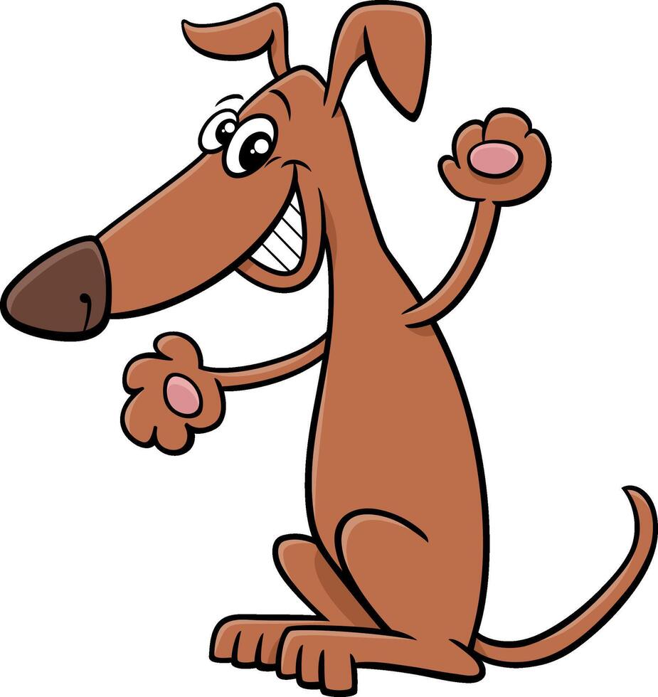 happy excited cartoon brown dog animal character vector