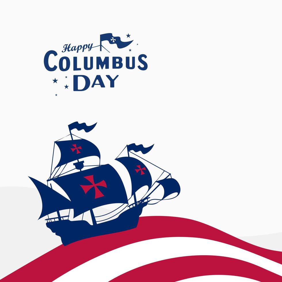 Happy Columbus Day us coulombs day greetings design white background vector