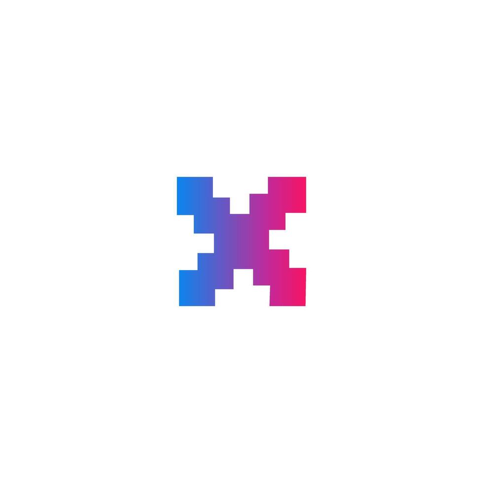logo letter x gradation pixel vector