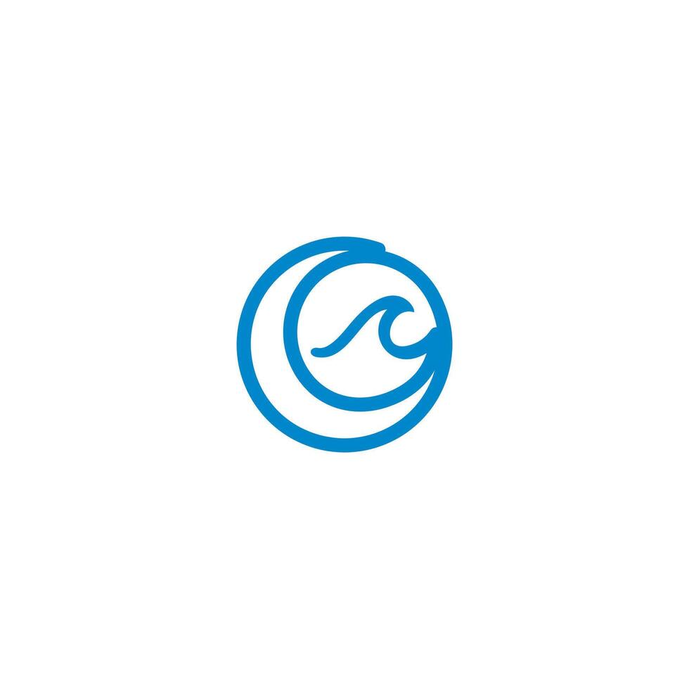 circle letter C and logo of blue wave vector