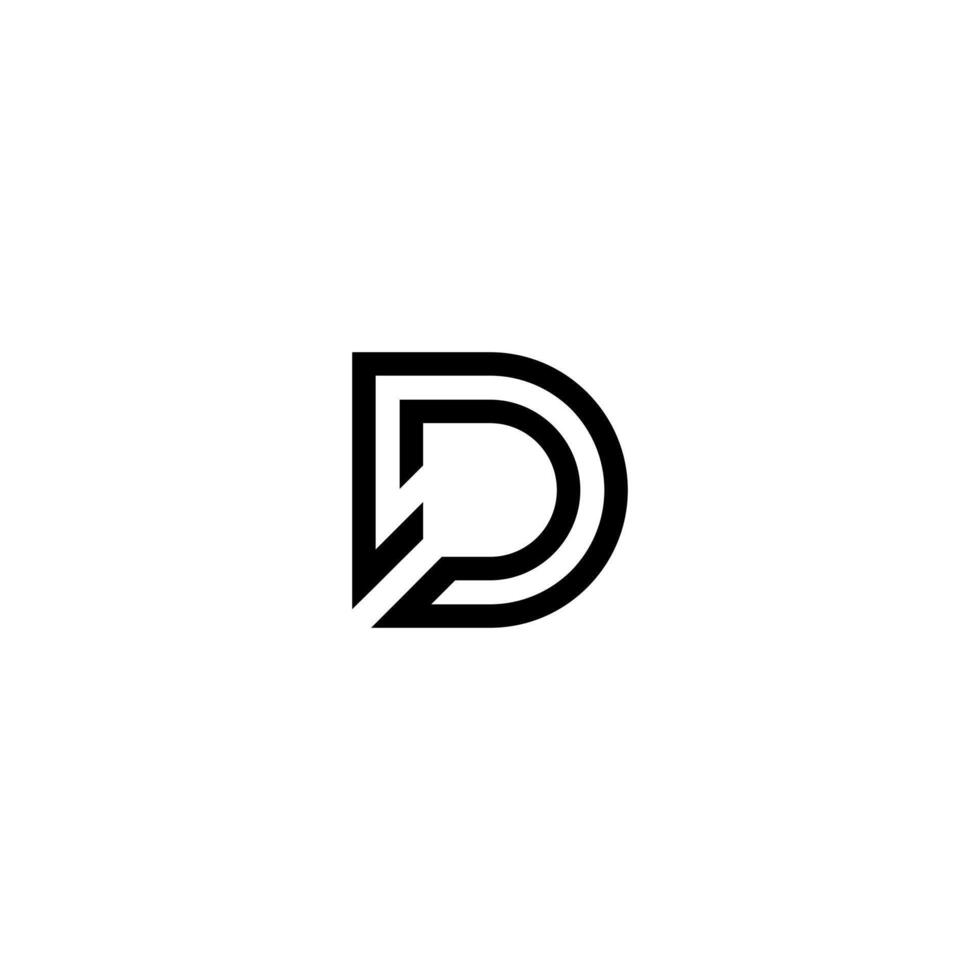 d letter logo monogram line technology simple editable. vector