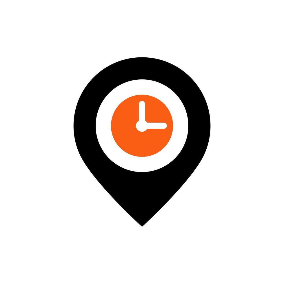 Pin place icon time clock or logo isolated sign symbol illustration - high quality black and color style icons vector