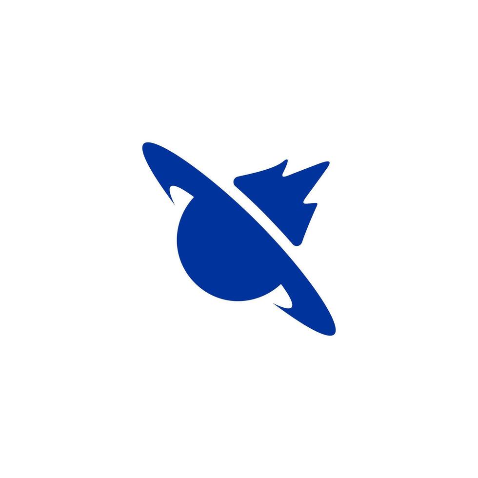 meteor with ring blue planet logo, galaxy stone vector