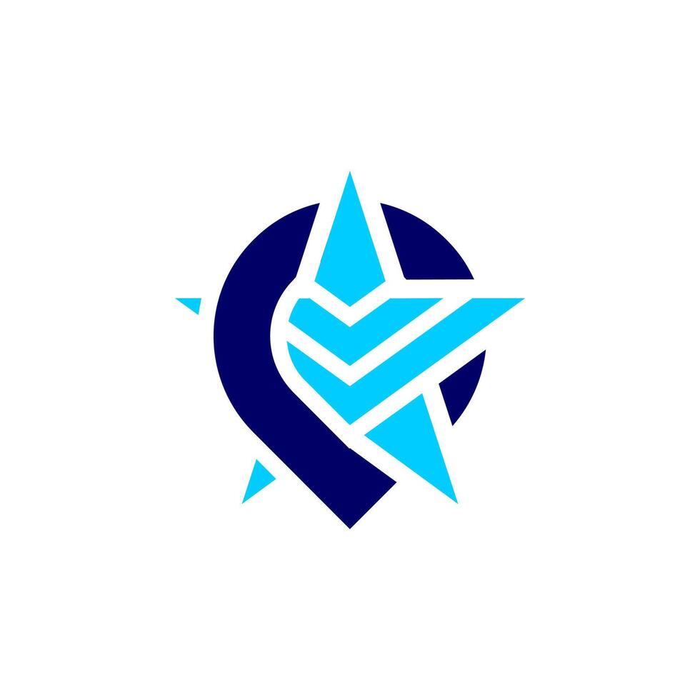 Star in pin emblem logo vector