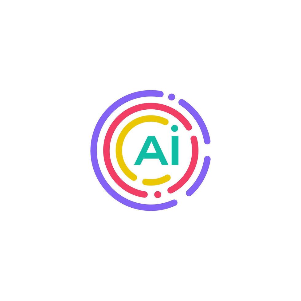 digital circle line abstract with Letter A vector