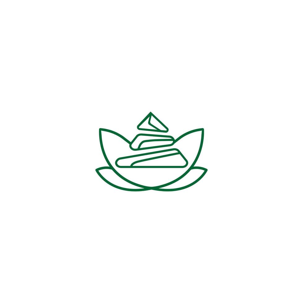 Lotus flower and rock logo. illustrations isolated on white background. vector