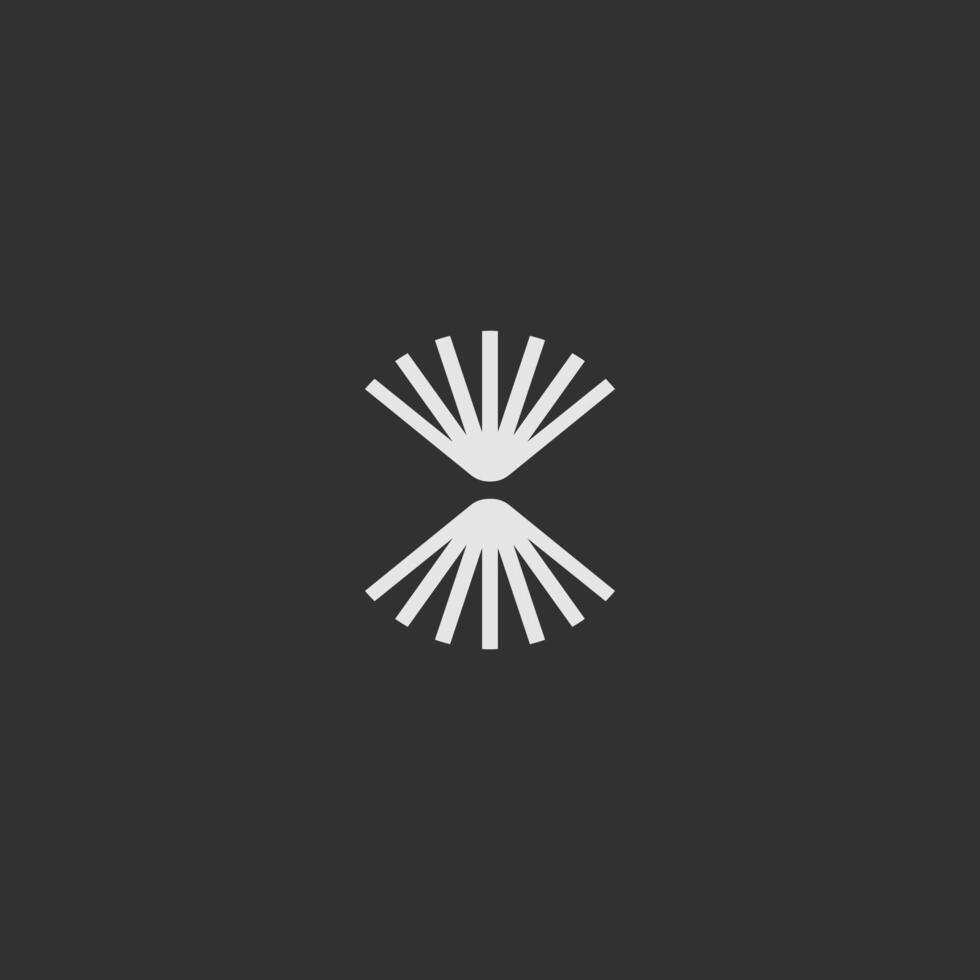 Abstract Sun Logo. Sunburst Black White Style isolated on Dual Background. vector