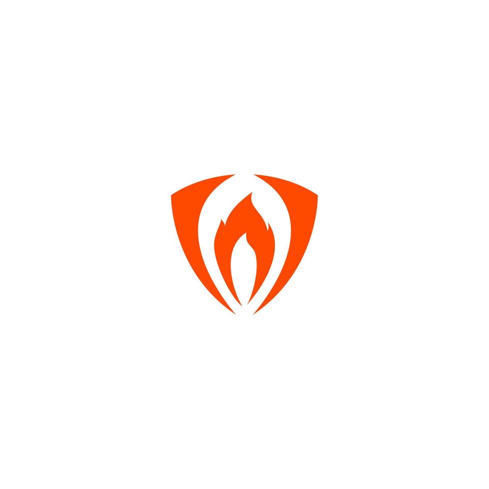 shield fire logo red, abstract security flame vector