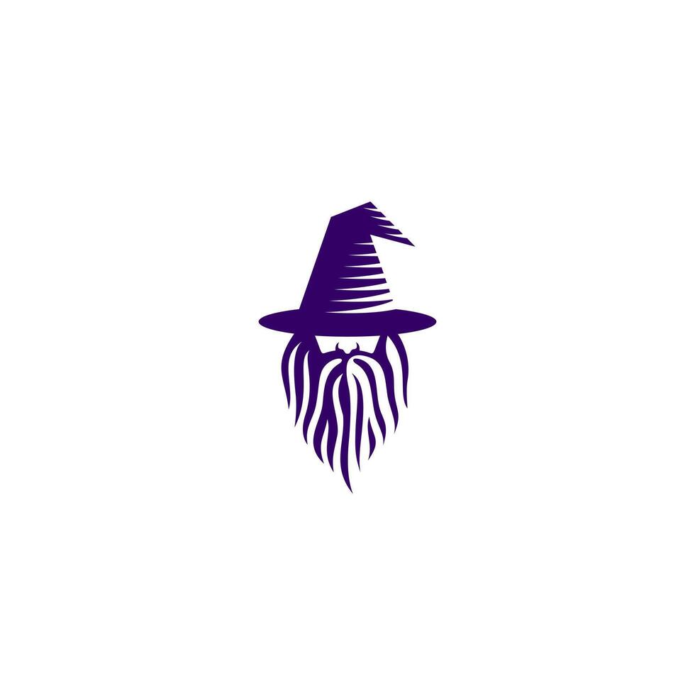 wizard logo illustration template design, beard white vector