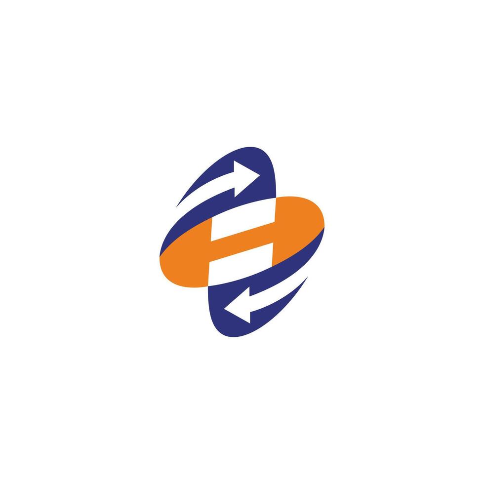 letter H logo with up and down arrows forming a swirl. vector
