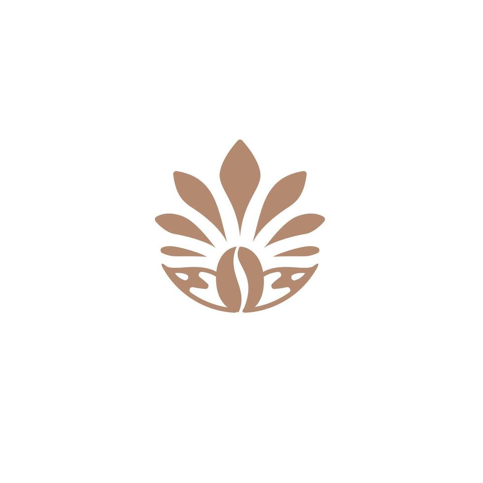 coffee bean with leaf branch hipster, with leaf simple line outline icon for cafe vector