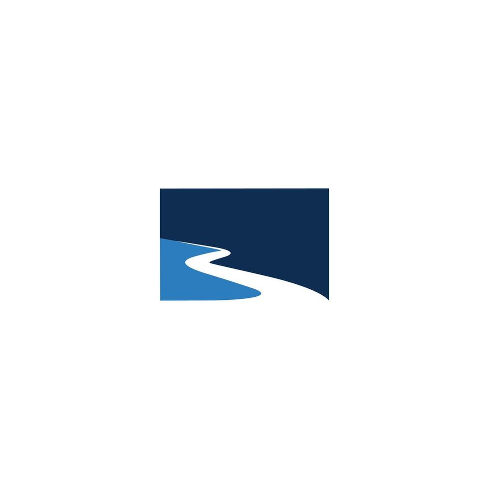 river landscape minimalis logo, blue color vector