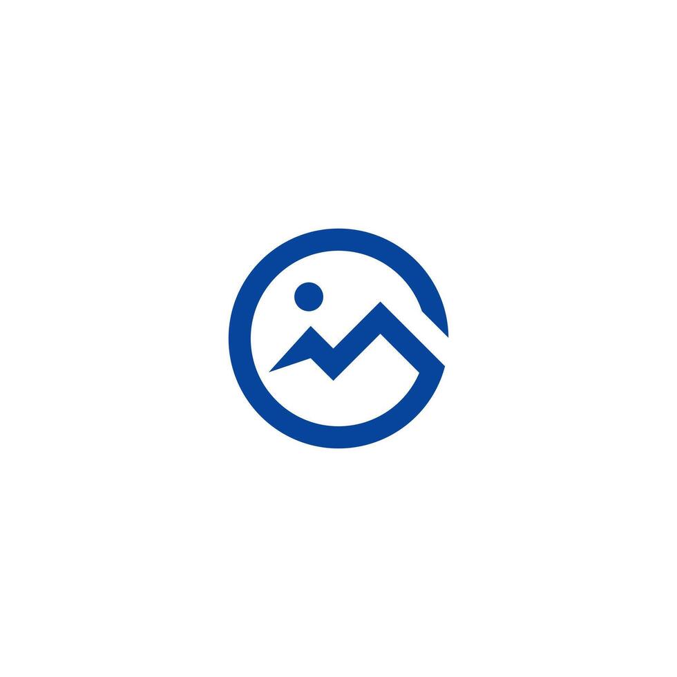minimalist circle mountain blue logo, for your business vector