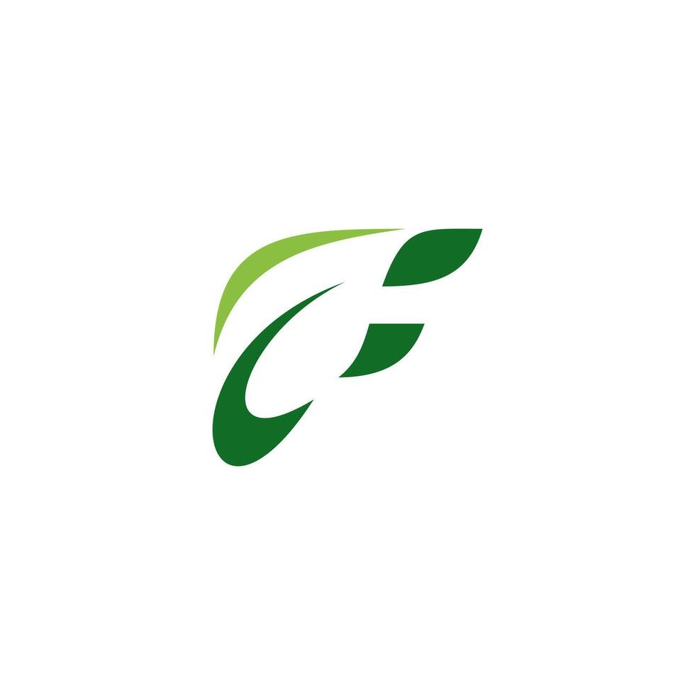 leaf simple with F letter logo design template. green color vector