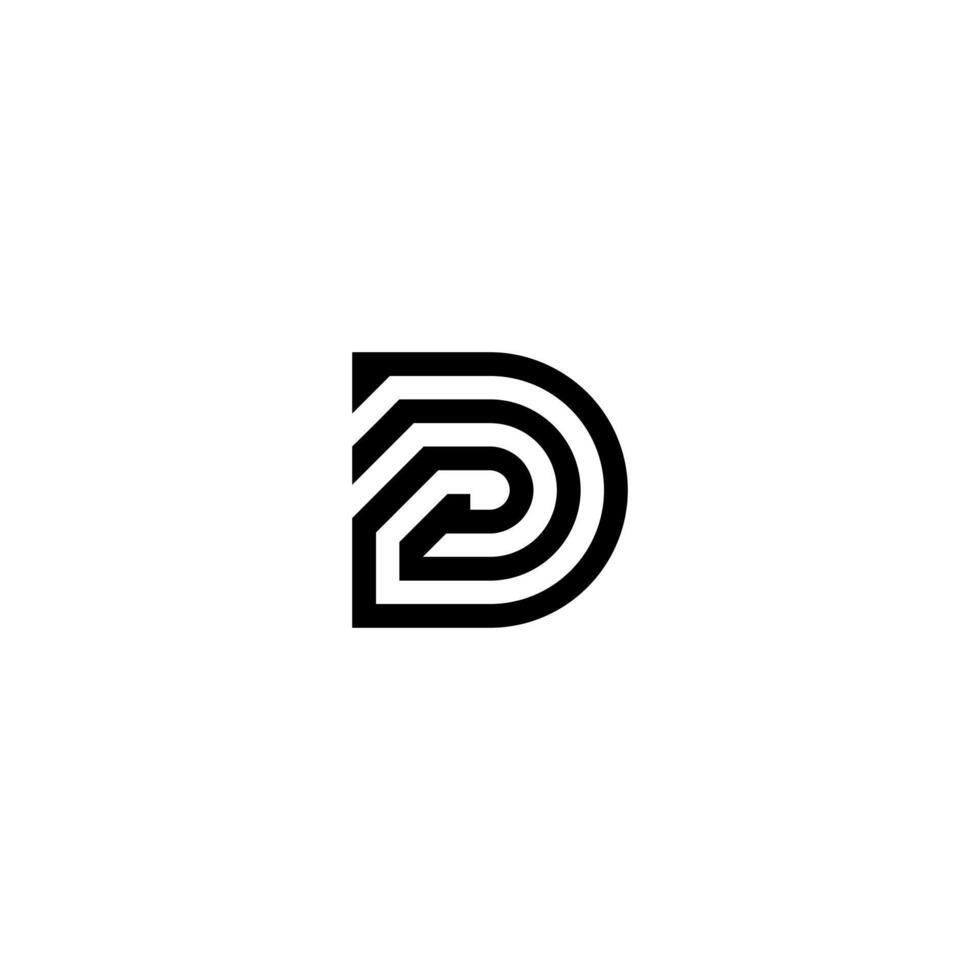 d initial p logo monogram line technology business icon editable. vector