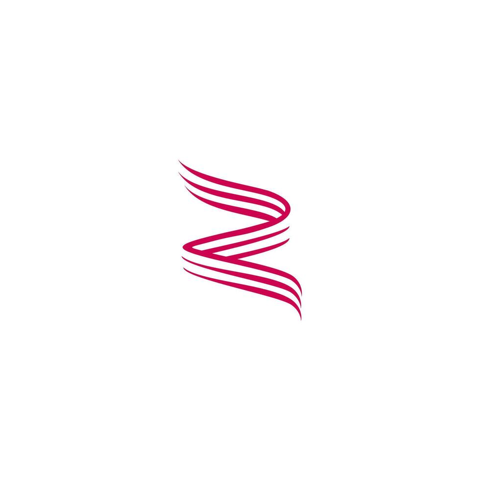 Letter R Logo line initial, Flat ribbon red line vector