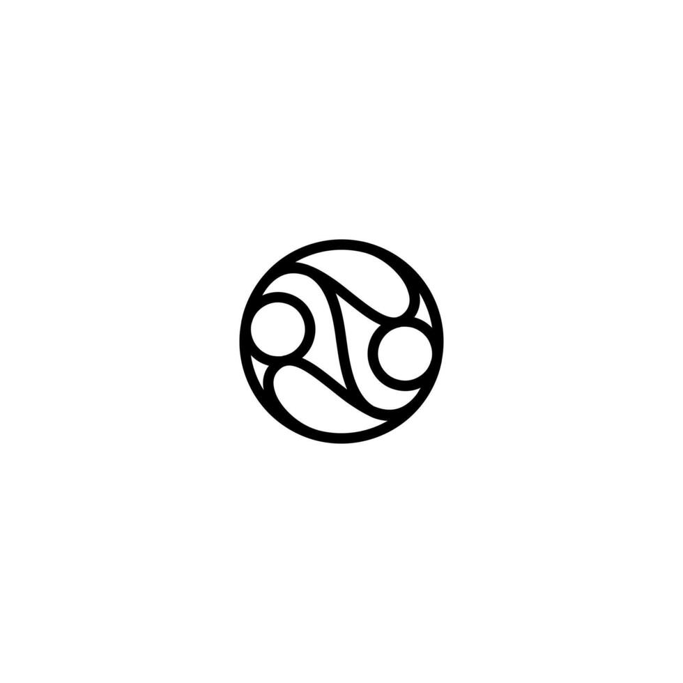 circle line logo design with simple and modern two circle vector