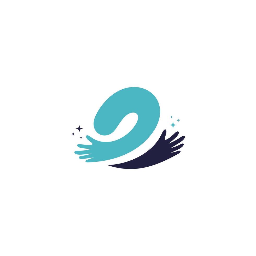 e letter curved logo, with two hands, design for business professional. vector
