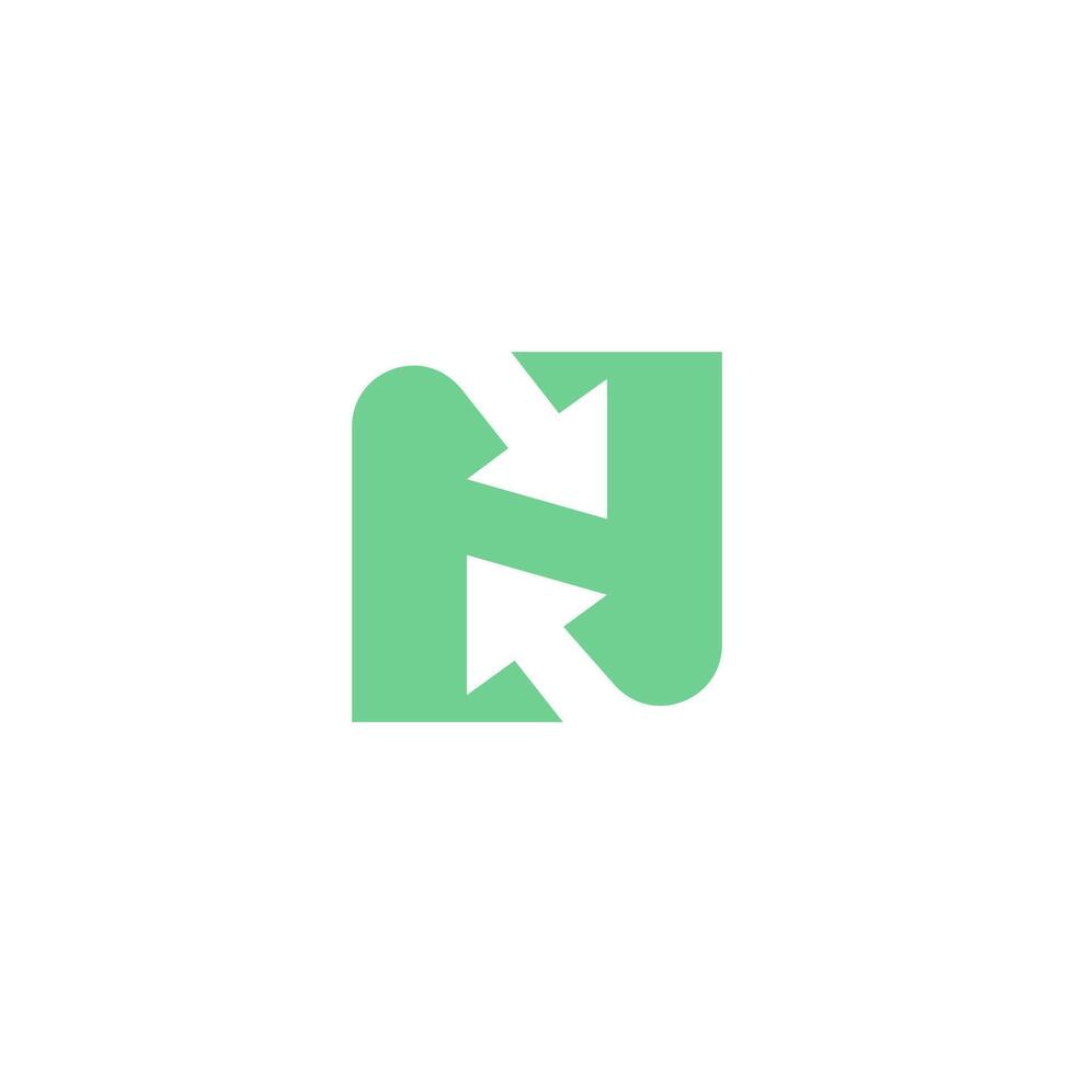 N with arrow in letter space, arrow covering letter N , business simple logo vector