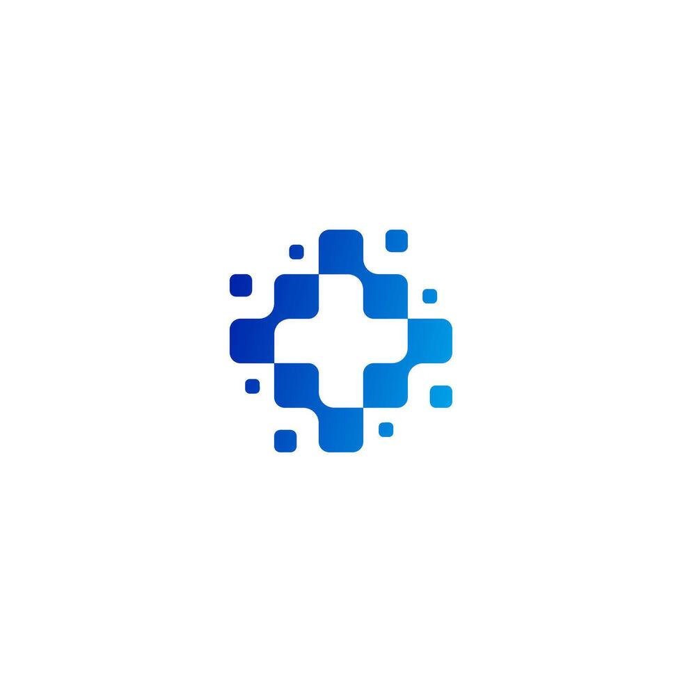 Medical Tech Logo Design. dot, pixel icon, trust and reliable vector