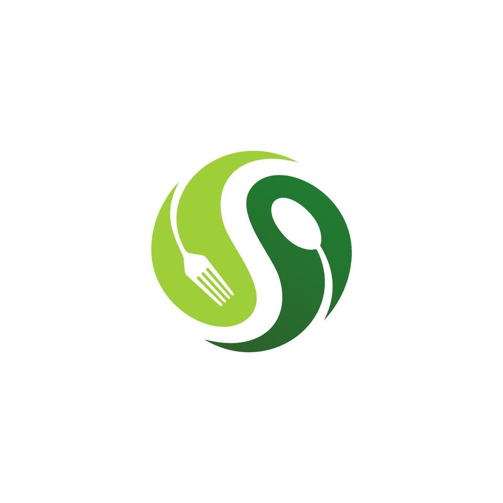 leaf Fork spoon logo, letter S leaf nature vector