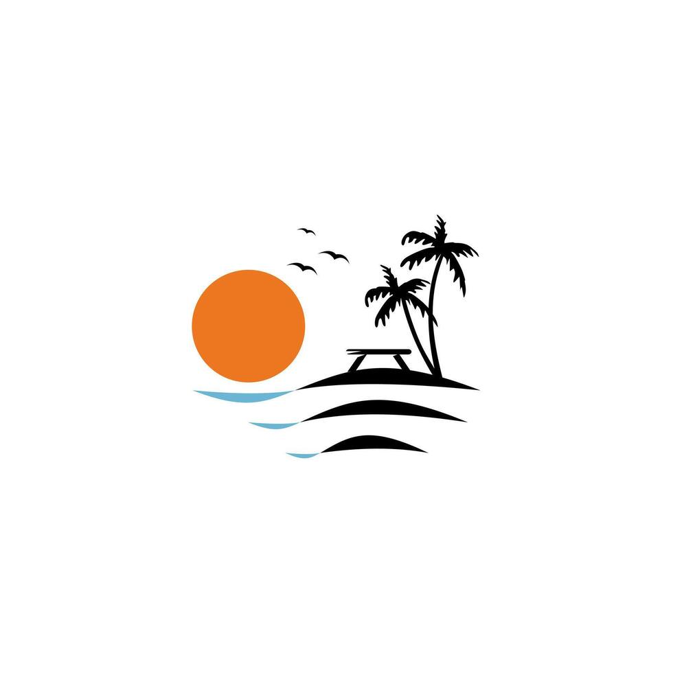 Illustration summer beach logo graphic of holiday tours and travel for your business company, logo design template vector