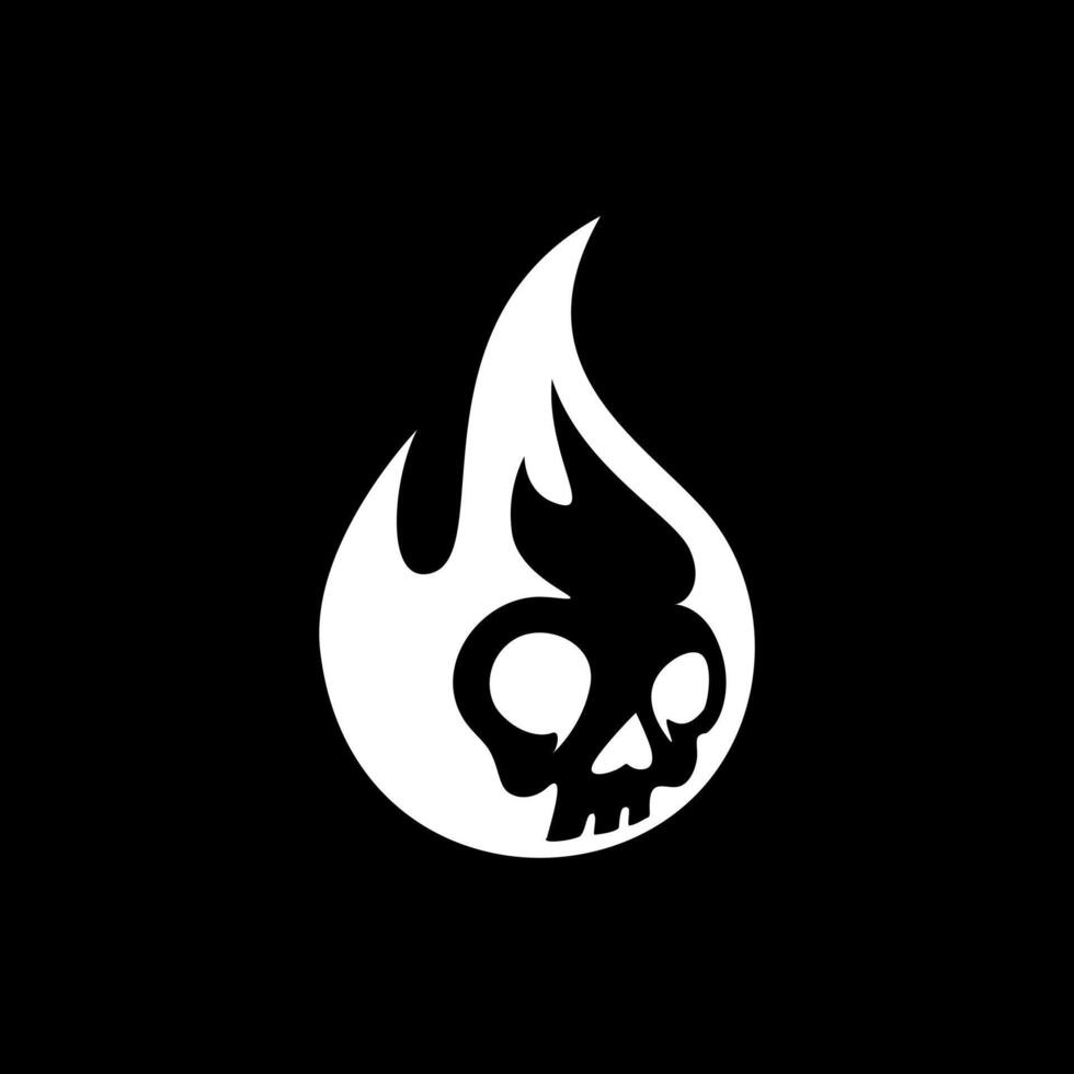 flame skull logo, fire skull illustration vector