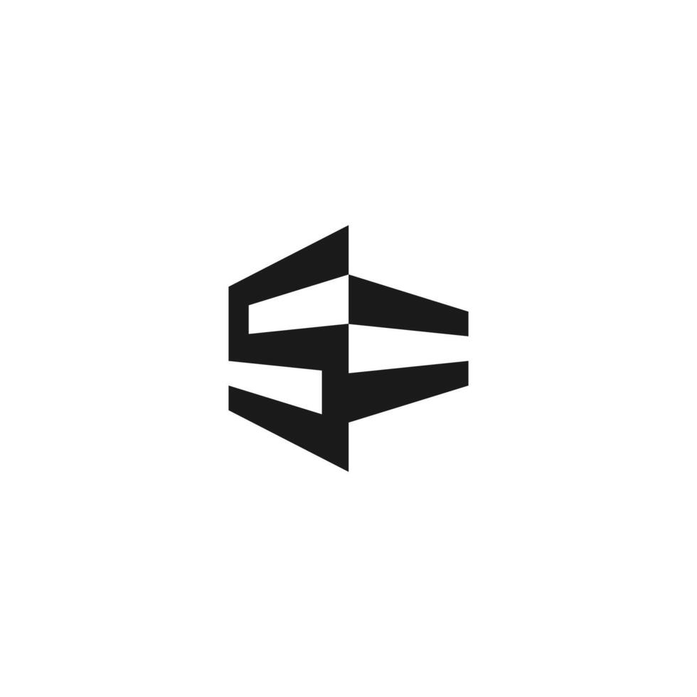 SE monogram logo black white, perspective flat design for your business, template editable vector