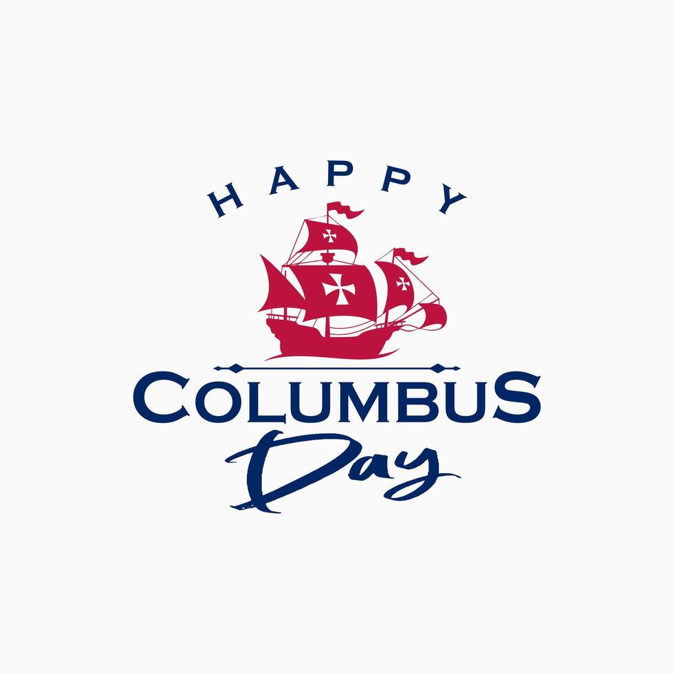 Happy Columbus day banner background in white vector