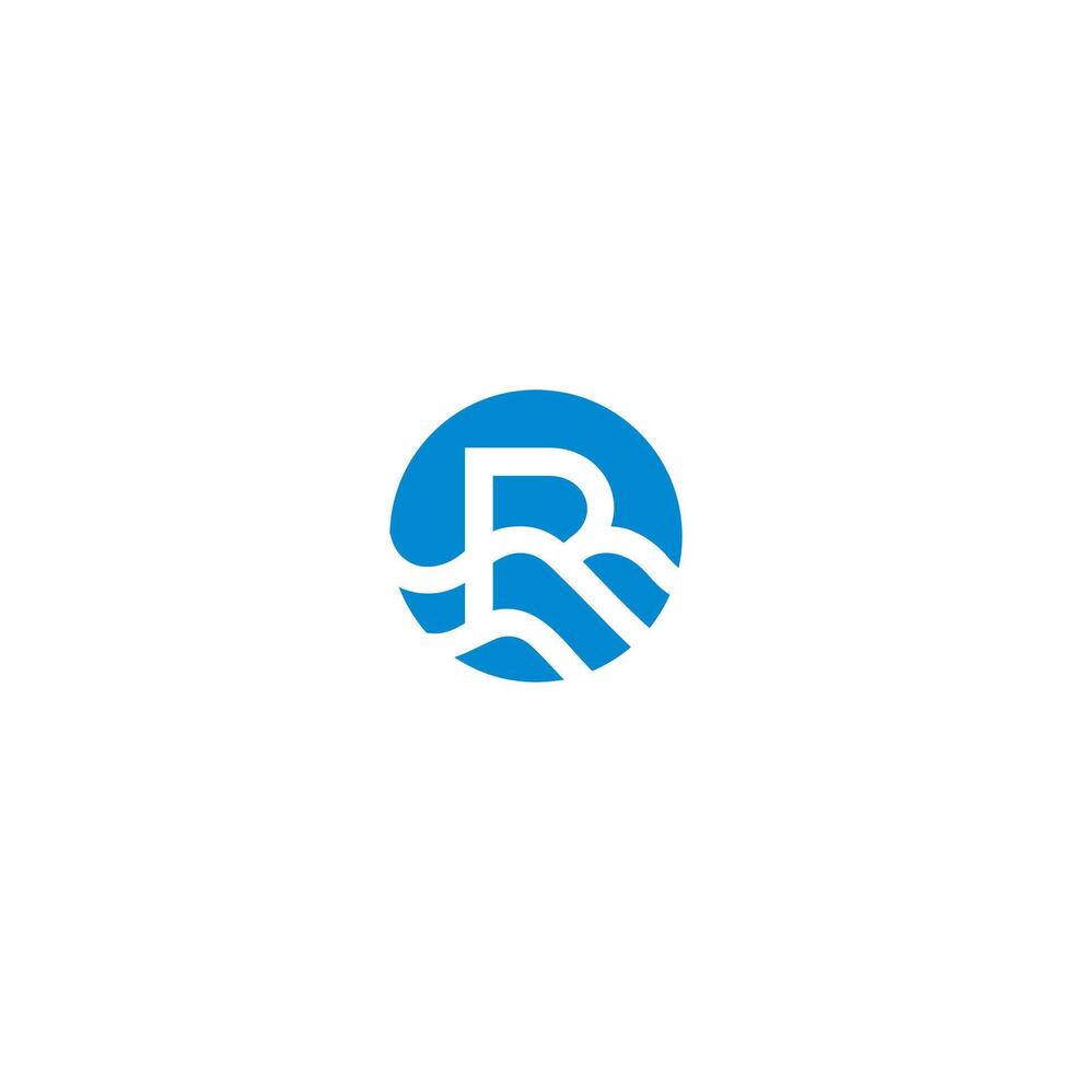 Letter R Logo circle initial, Flat Logo Design Template simple abstract blue. vector
