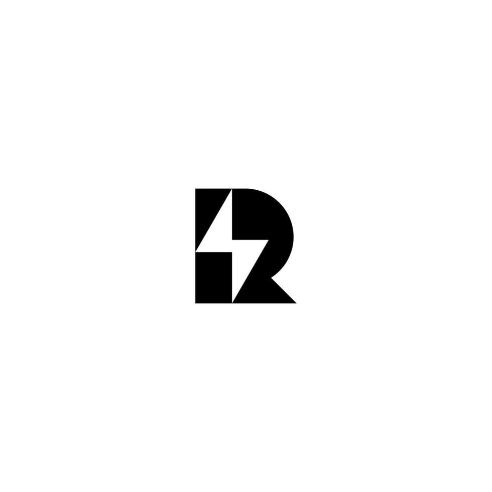 R letter icon logo, design template with lightning vector