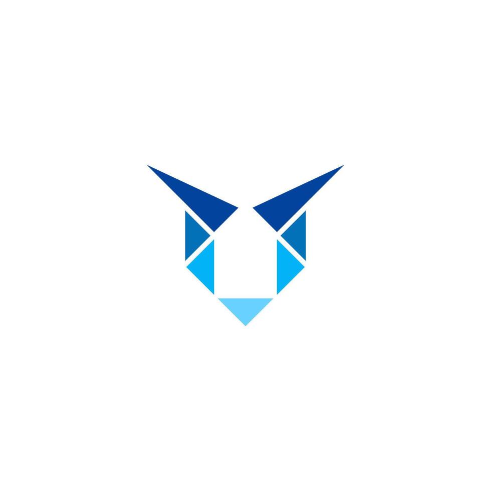 Bull digital V simple logo mascot illustration vector
