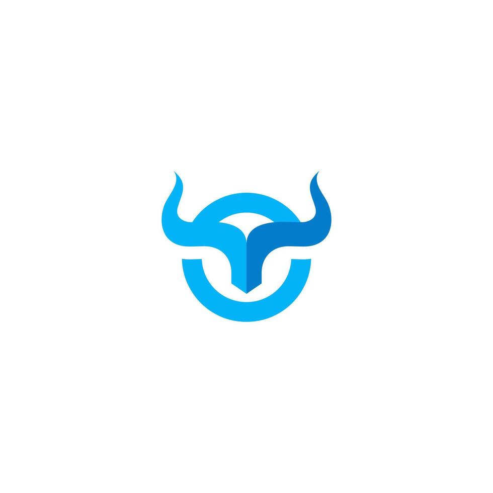 Bull shield in circle logo mascot illustration vector