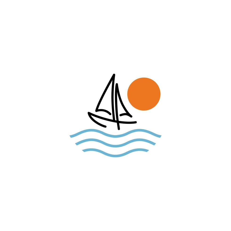 travel and sea logo, icon and illustration, business summer vector