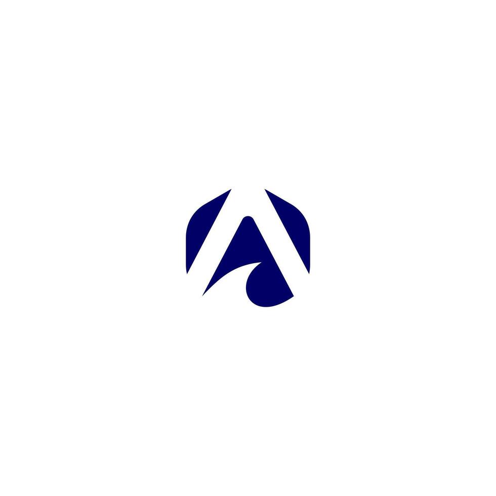 Letter A wave logo, bold blue, simple, modern, branding, corporate vector